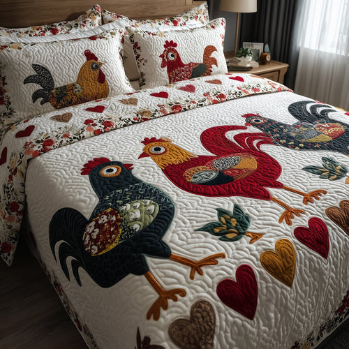 Funky Chicken 3-Piece Quilted Bedding Set GFTOTP9524