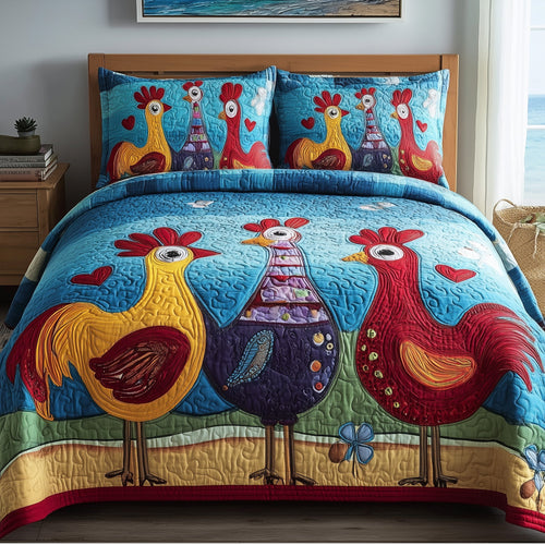 Funky Chicken 3-Piece Quilted Bedding Set GFTOTP9526