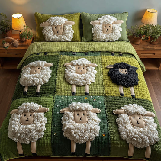 Sheep Haven 3-Piece Quilted Bedding Set GFTOTP9578