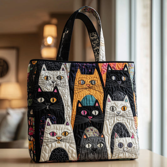 Whiskered Whimsy Quilted Tote Bag GFTOTP9658