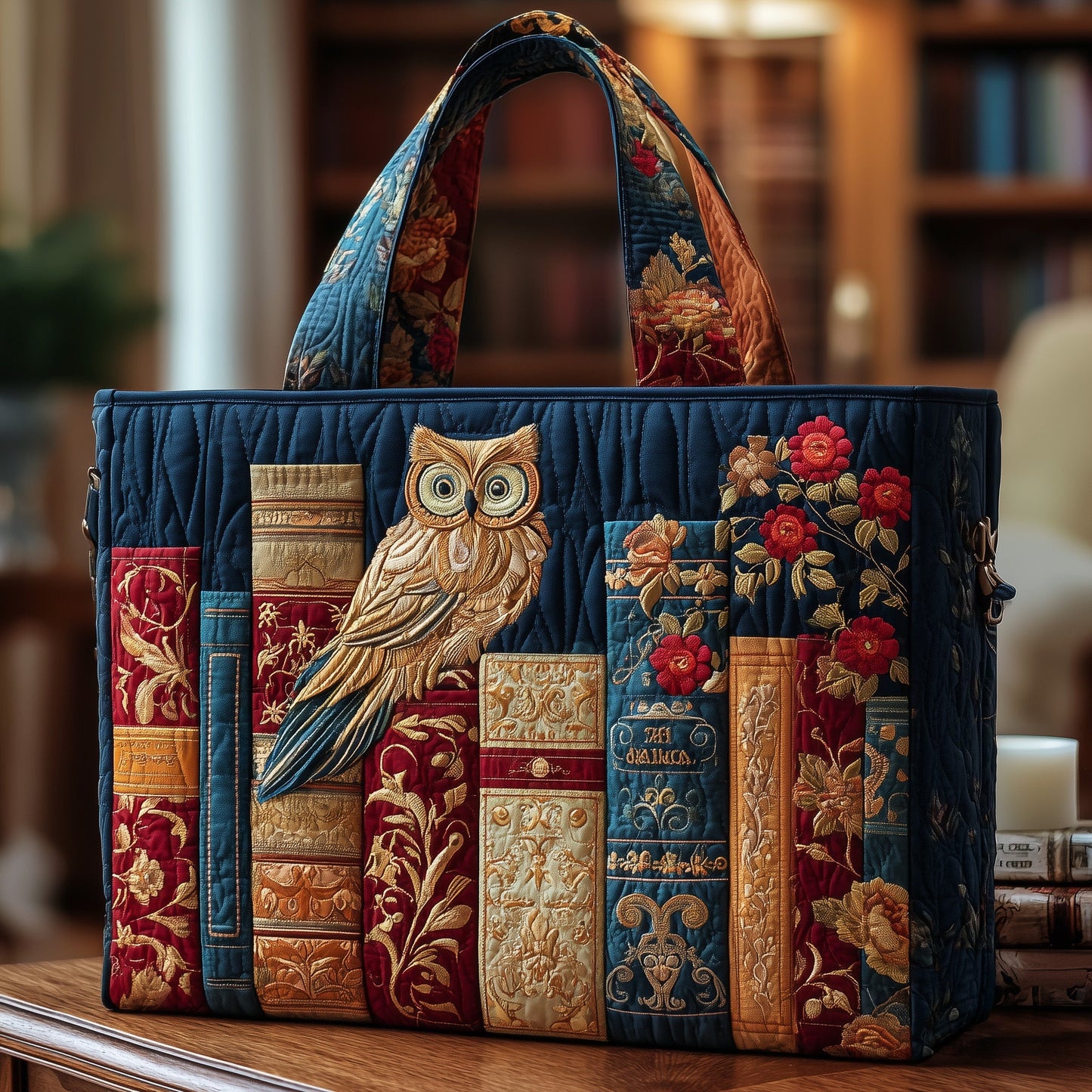 Reading Owl Quilted Tote Bag GFTOTP9679