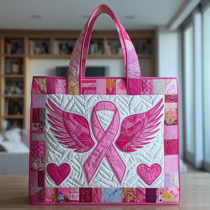 Breast Cancer Ribbon Quilted Tote Bag GFTOTP9682