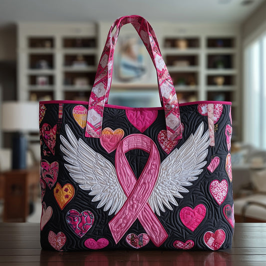 Breast Cancer Ribbon Quilted Tote Bag GFTOTP9687