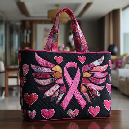 Breast Cancer Ribbon Quilted Tote Bag GFTOTP9688