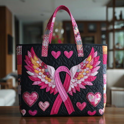 Breast Cancer Ribbon Quilted Tote Bag GFTOTP9690