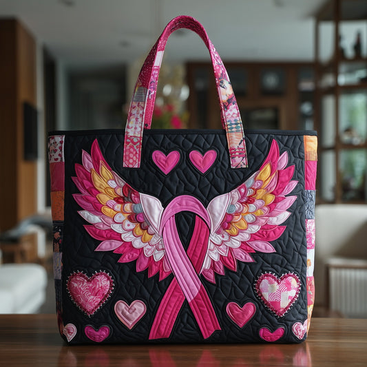 Breast Cancer Ribbon Quilted Tote Bag GFTOTP9690