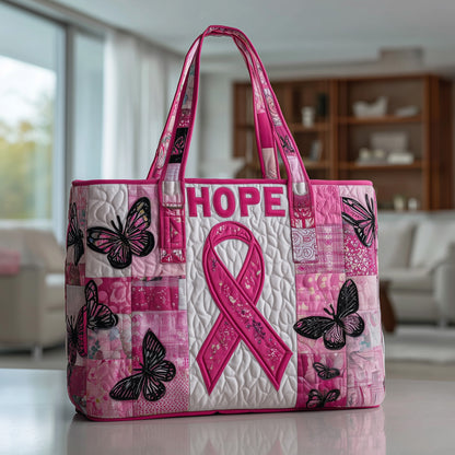 Breast Cancer Ribbon Quilted Tote Bag GFTOTP9692