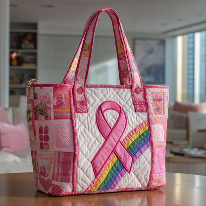 Breast Cancer Ribbon Quilted Tote Bag GFTOTP9694