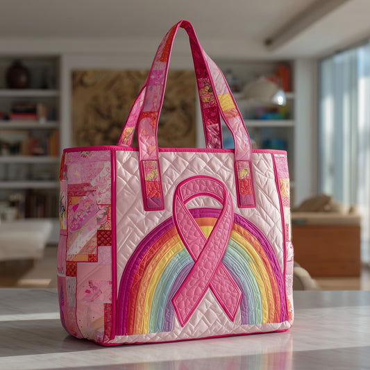 Breast Cancer Ribbon Quilted Tote Bag GFTOTP9695