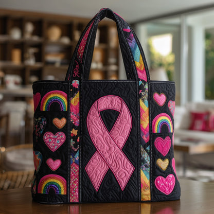 Breast Cancer Ribbon Quilted Tote Bag GFTOTP9696