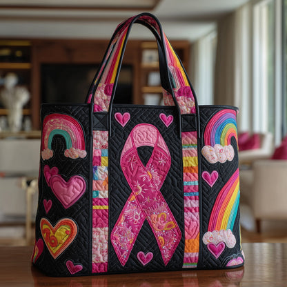Breast Cancer Ribbon Quilted Tote Bag GFTOTP9698