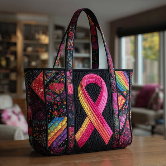 Breast Cancer Ribbon Quilted Tote Bag GFTOTP9699