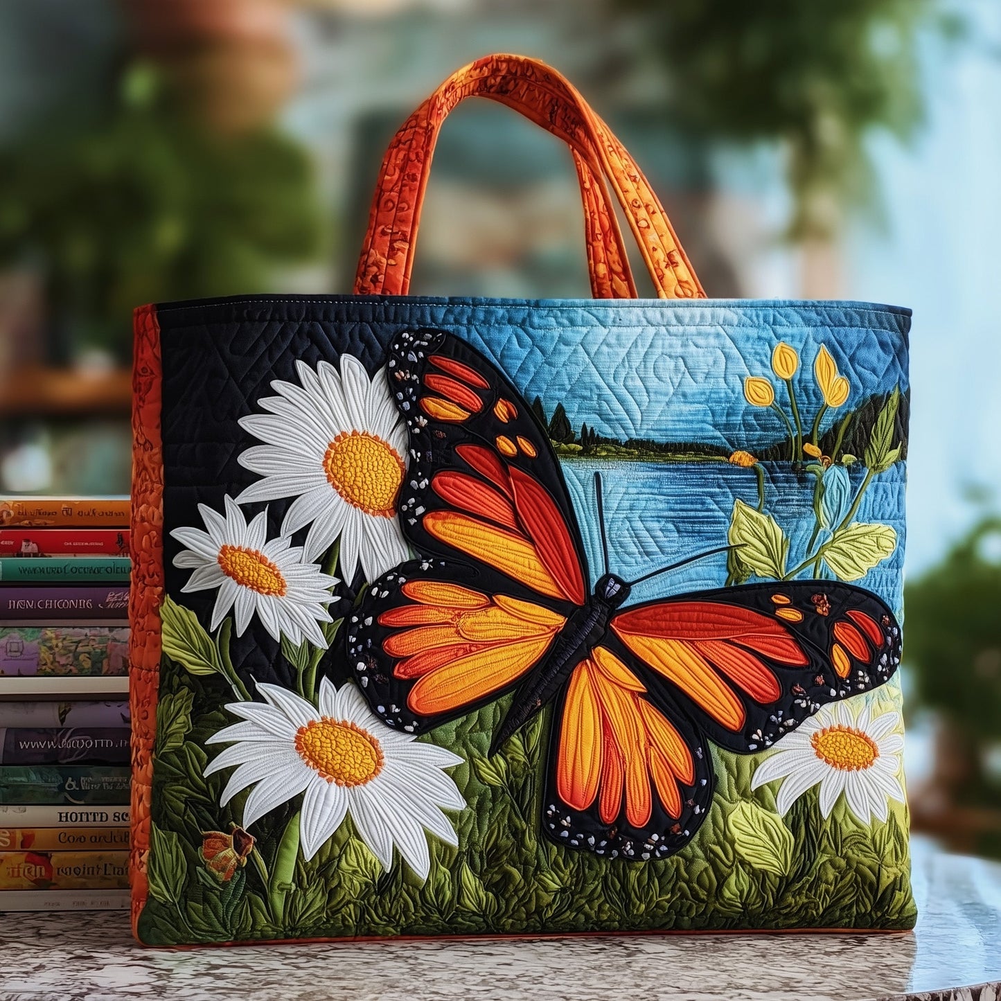 Elegant Butterfly Quilted Tote Bag GFTOTP9707