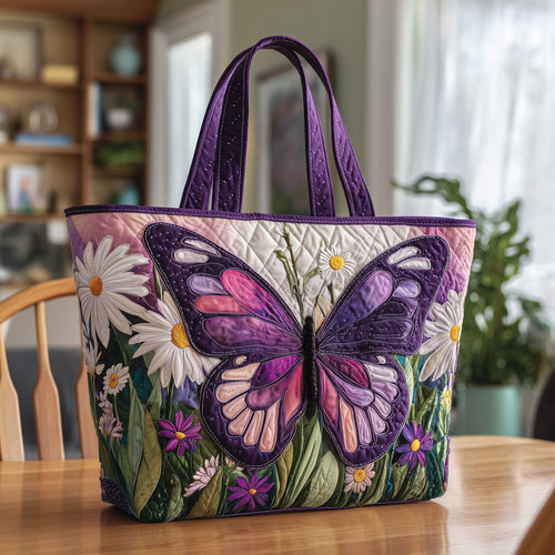 Purple Butterfly Quilted Tote Bag GFTOTP9709