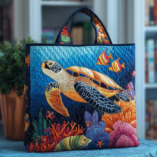 Ocean Depths Turtle Quilted Tote Bag GFTOTP9731