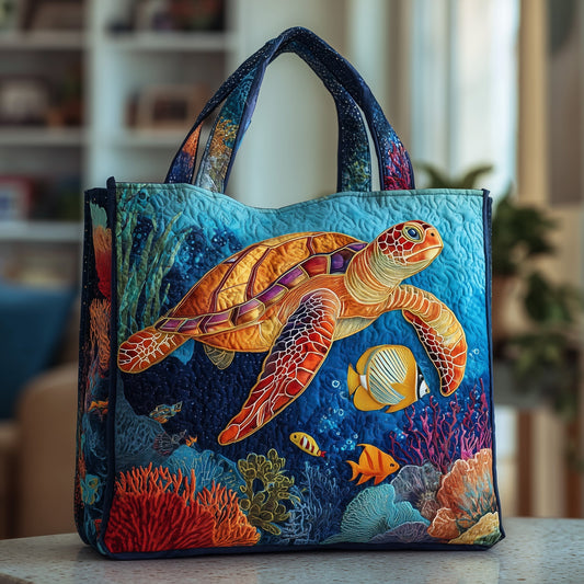 Ocean Depths Turtle Quilted Tote Bag GFTOTP9732