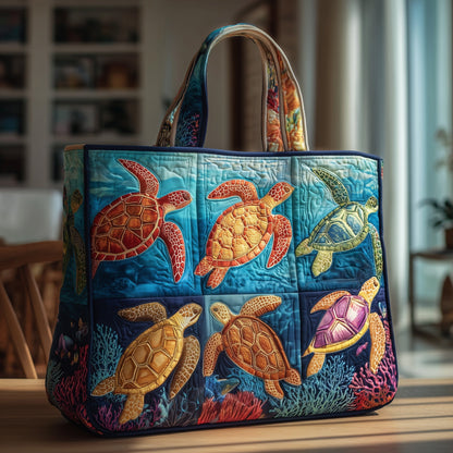Ocean Depths Turtle Quilted Tote Bag GFTOTP9733