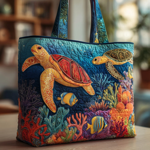 Ocean Depths Turtle Quilted Tote Bag GFTOTP9735