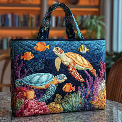 Ocean Depths Turtle Quilted Tote Bag GFTOTP9736