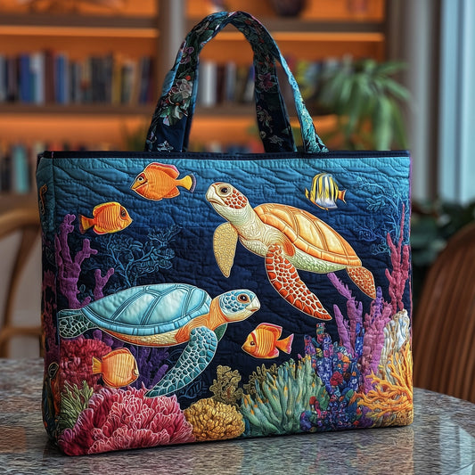 Ocean Depths Turtle Quilted Tote Bag GFTOTP9736