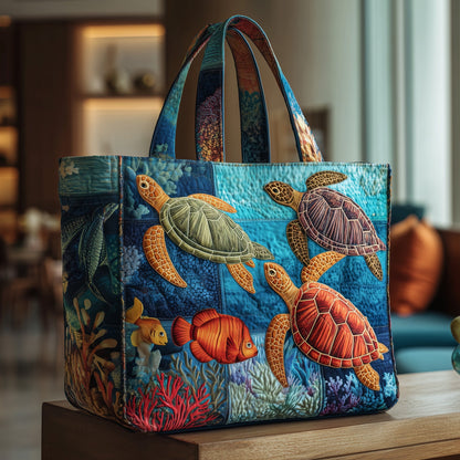 Ocean Depths Turtle Quilted Tote Bag GFTOTP9737