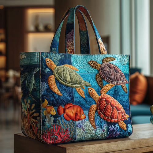 Ocean Depths Turtle Quilted Tote Bag GFTOTP9737