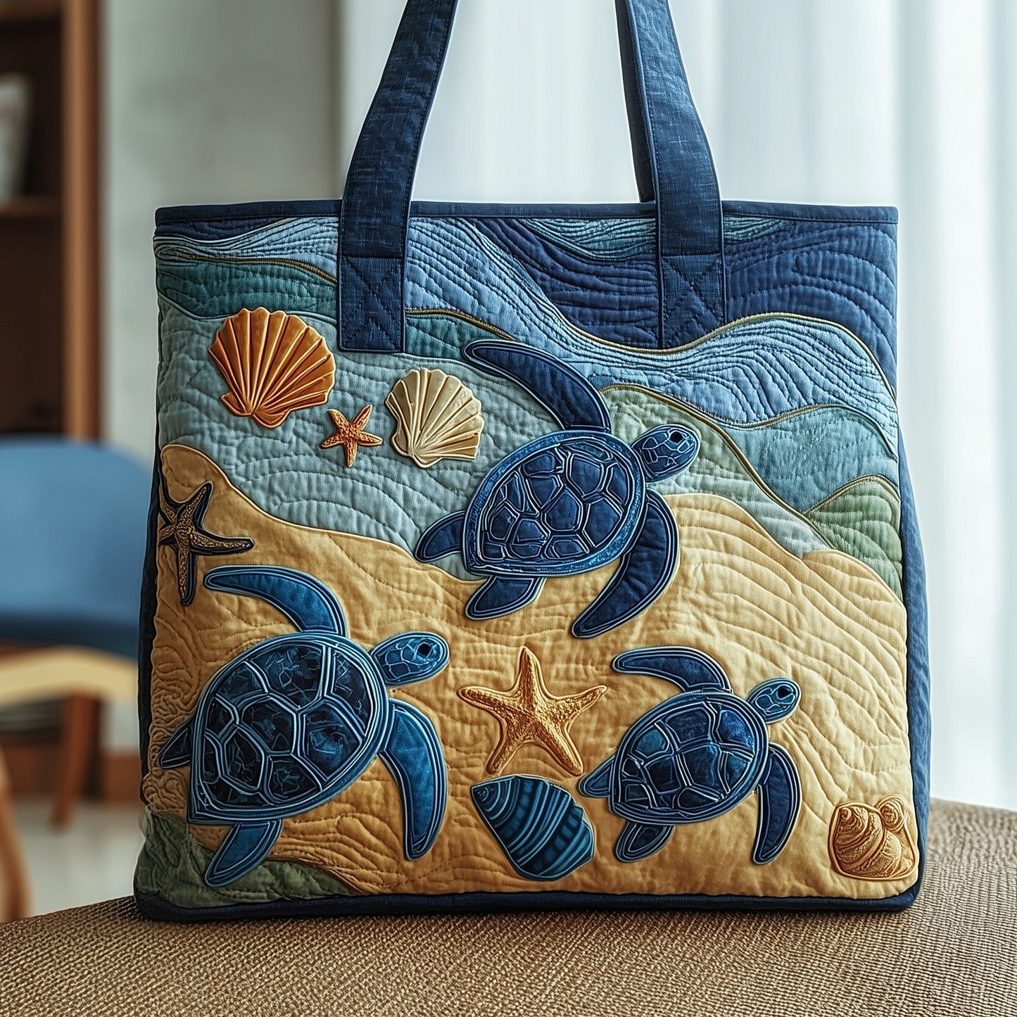 Tide Turtle Quilted Tote Bag GFTOTP9739