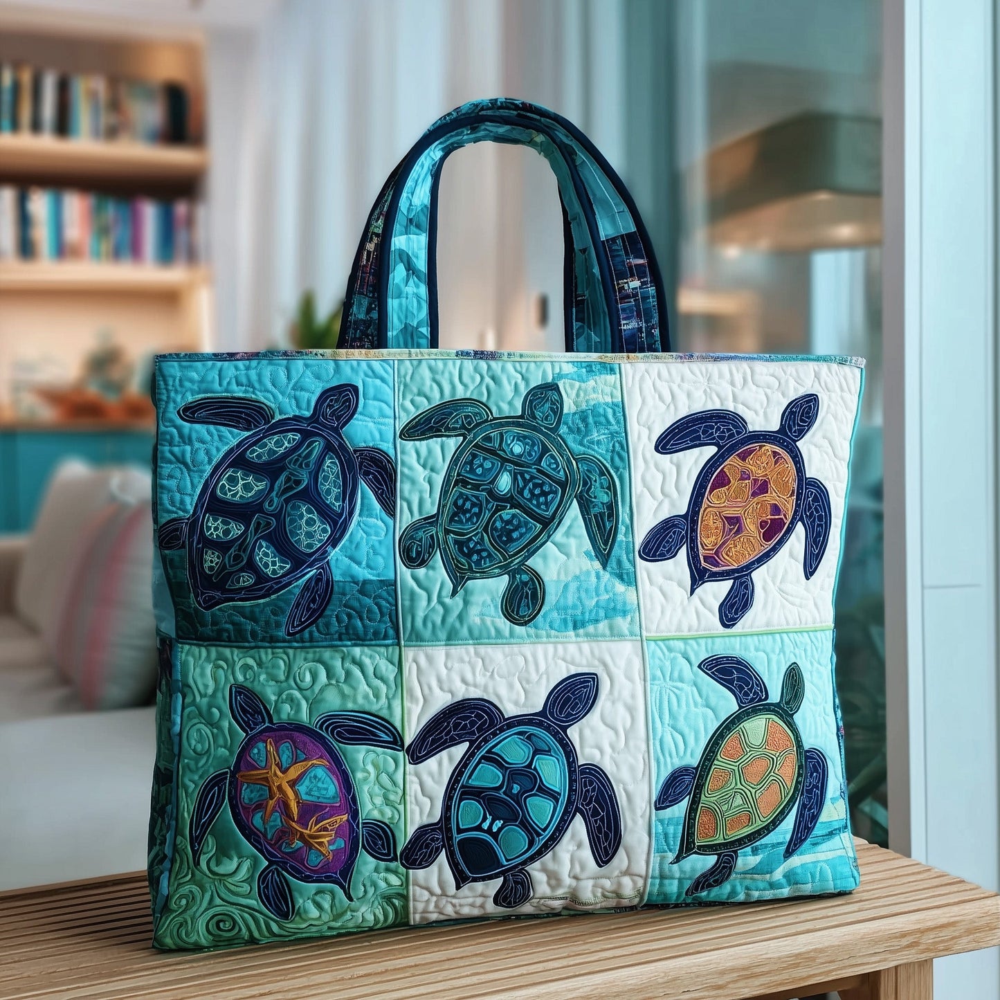 Tide Turtle Quilted Tote Bag GFTOTP9741