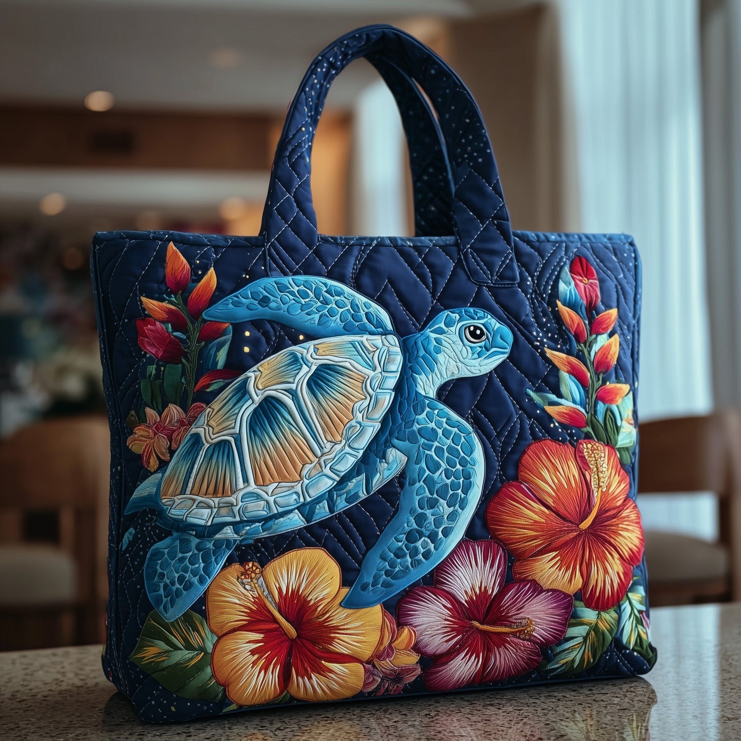 Radiant Turtle Quilted Tote Bag GFTOTP9748