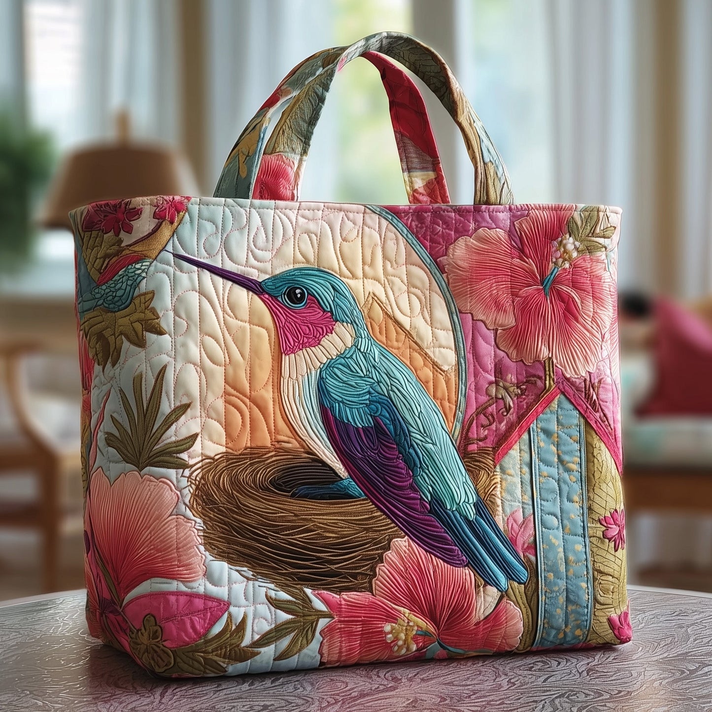 Elegant Hummingbird Quilted Tote Bag GFTOTP9765