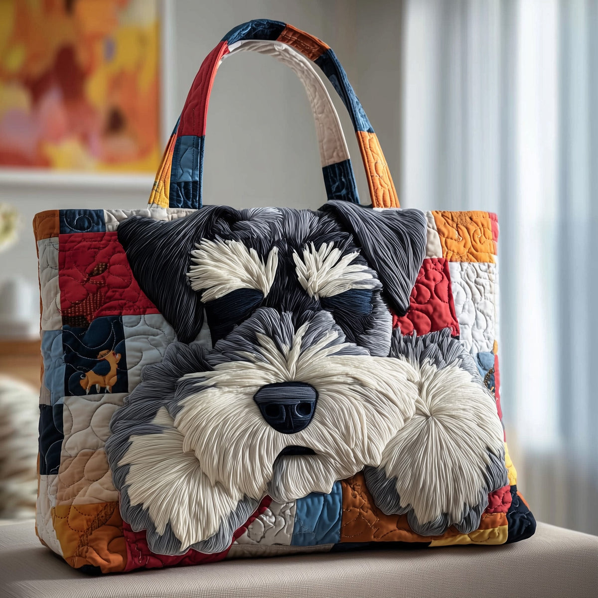 Sleepy Schnauzer Quilted Tote Bag GFTOTP9867