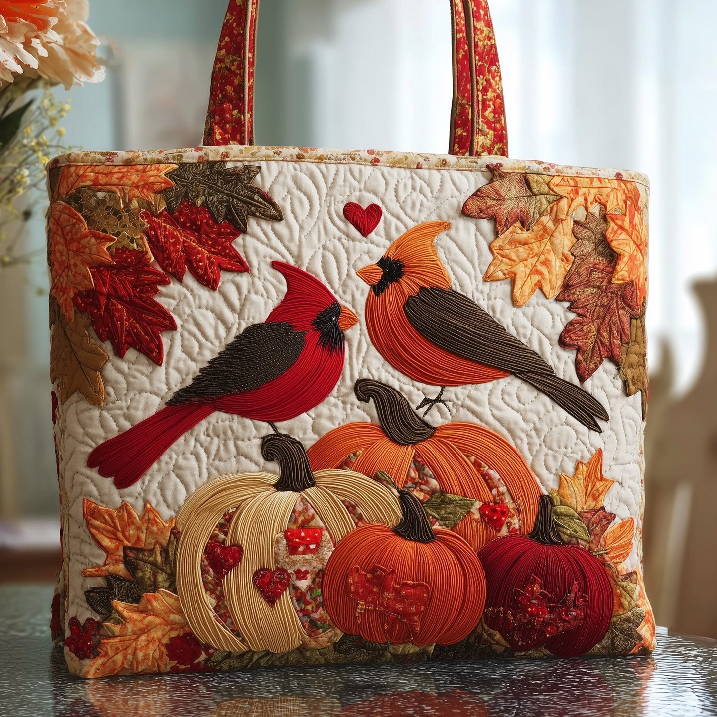 Autumn Cardinal Quilted Tote Bag GFTOTP9929