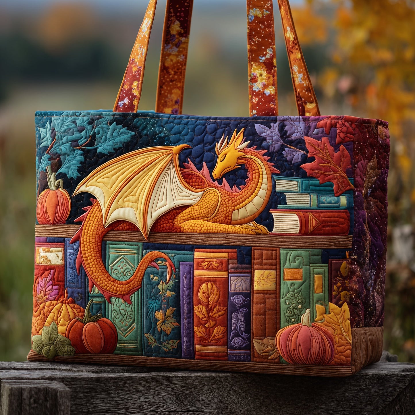 Autumn Library Quilted Tote Bag GFTOTP9982