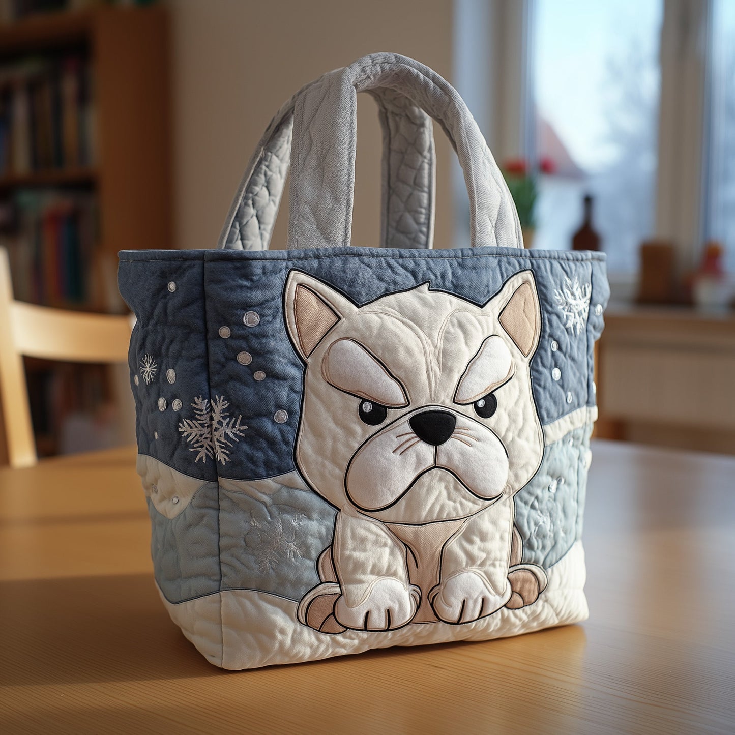 Winter Bulldog Quilted Tote Bag GFTOXM01