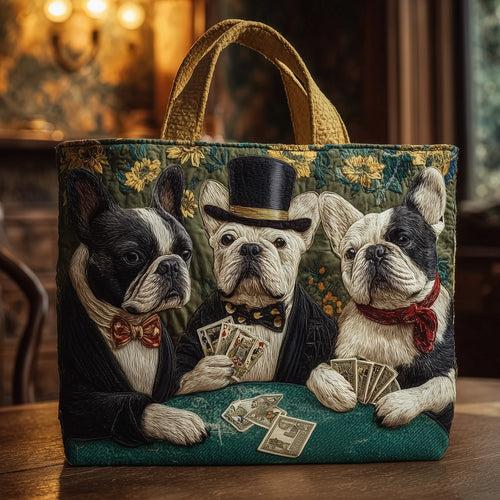 Bulldog card club Quilted Tote Bag GFTOXM05