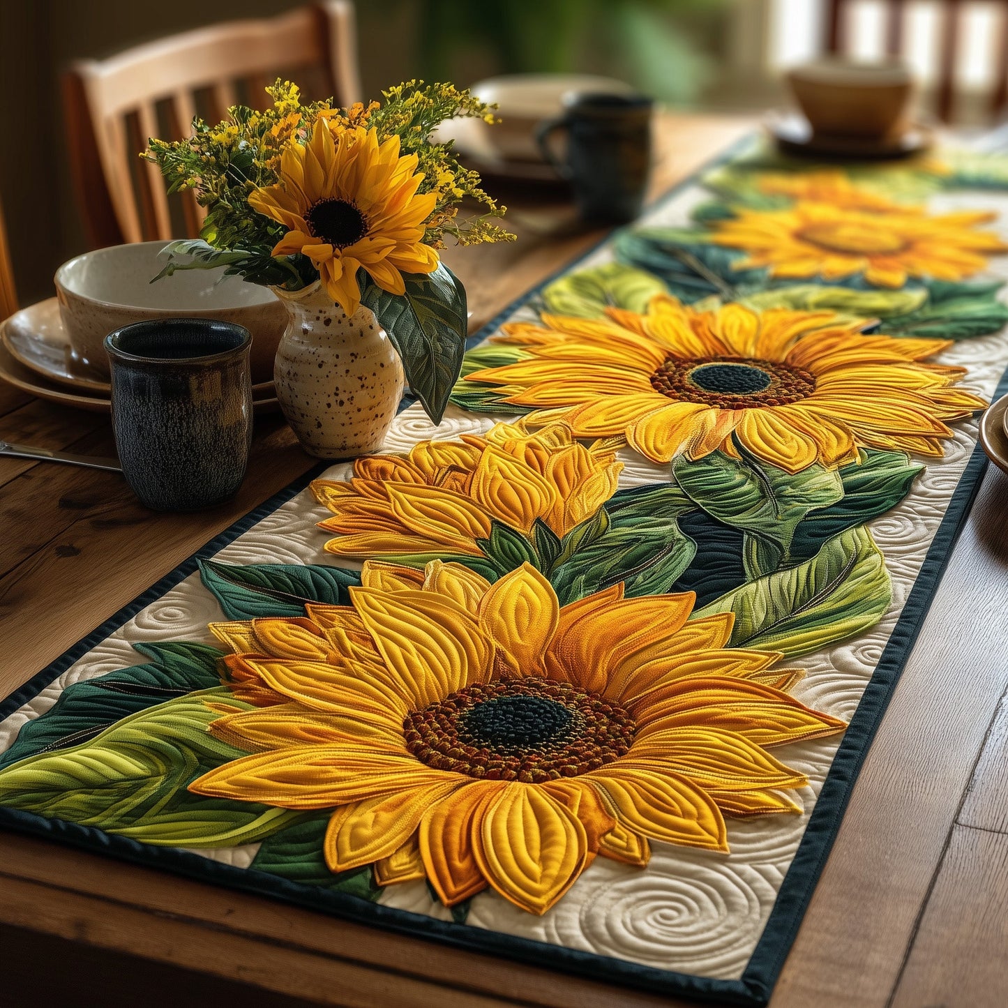 Vibrant Sunflower Quilted Table Runner GFTOXM107