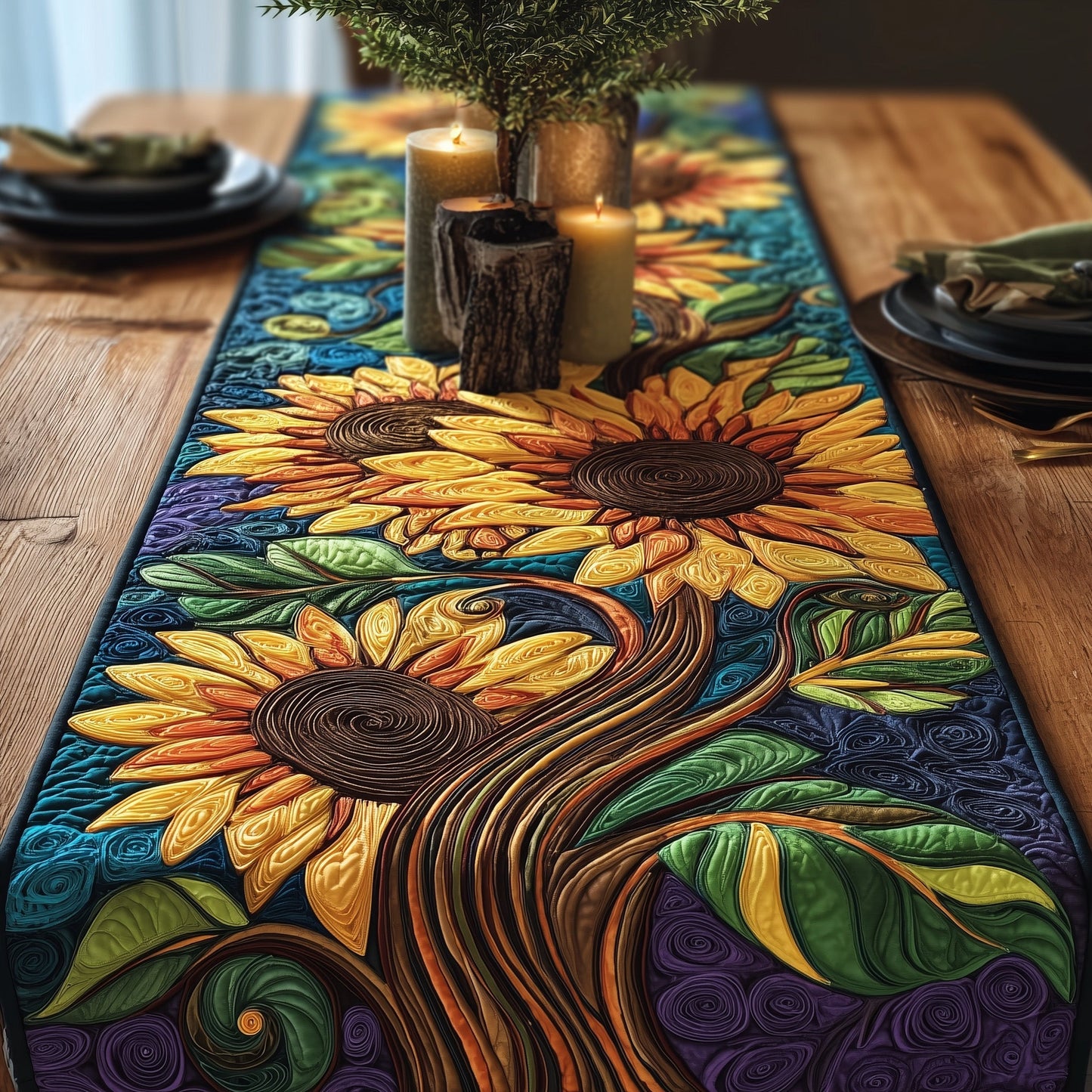Sunburst  Quilted Table Runner GFTOXM108