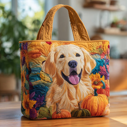 Pumpkin Golden Retriever Quilted Tote Bag GFTOXM112