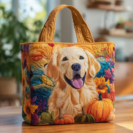 Pumpkin Golden Retriever Quilted Tote Bag GFTOXM112