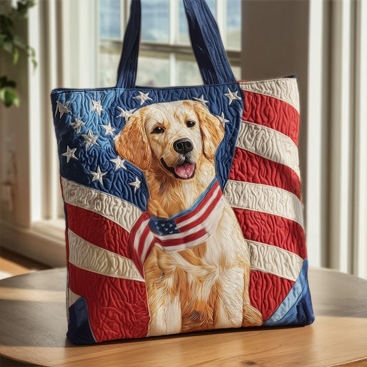 Patriotic Golden Retriever Quilted Tote Bag GFTOXM114