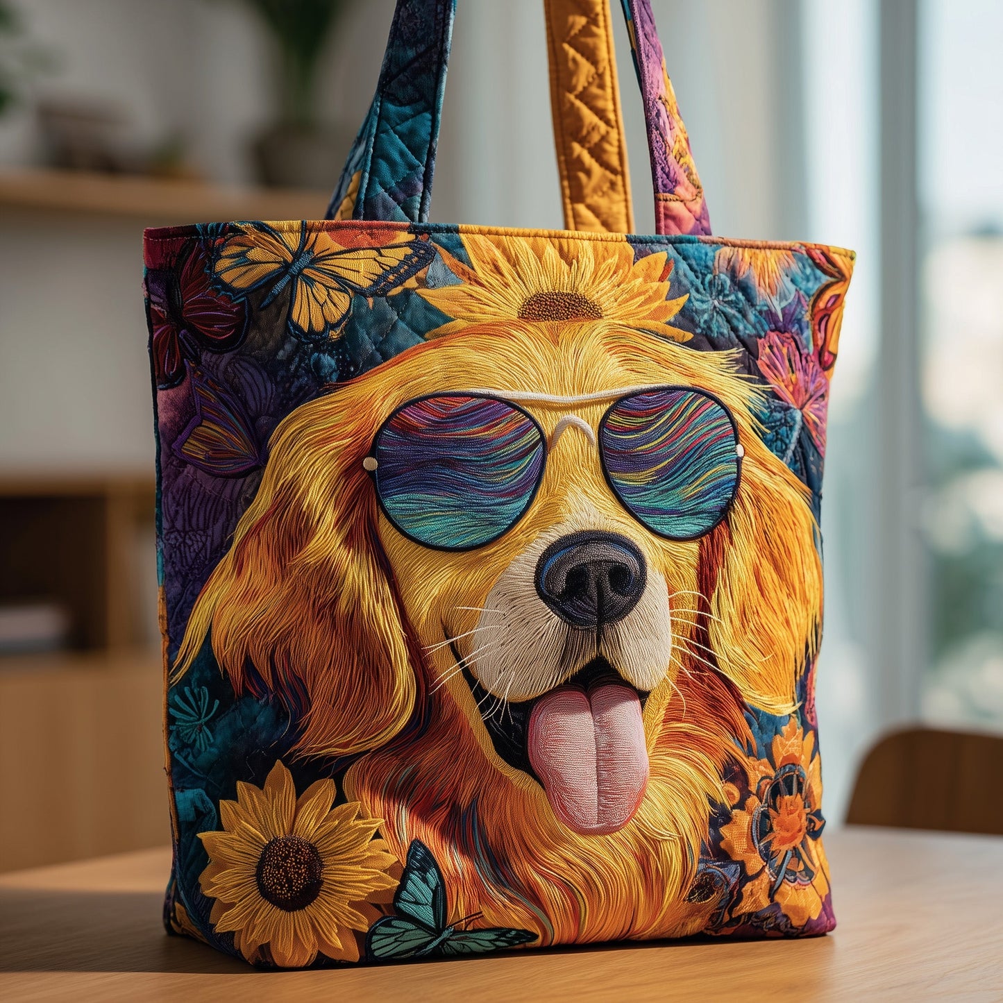 Stylish Golden Retriever Quilted Tote Bag GFTOXM115