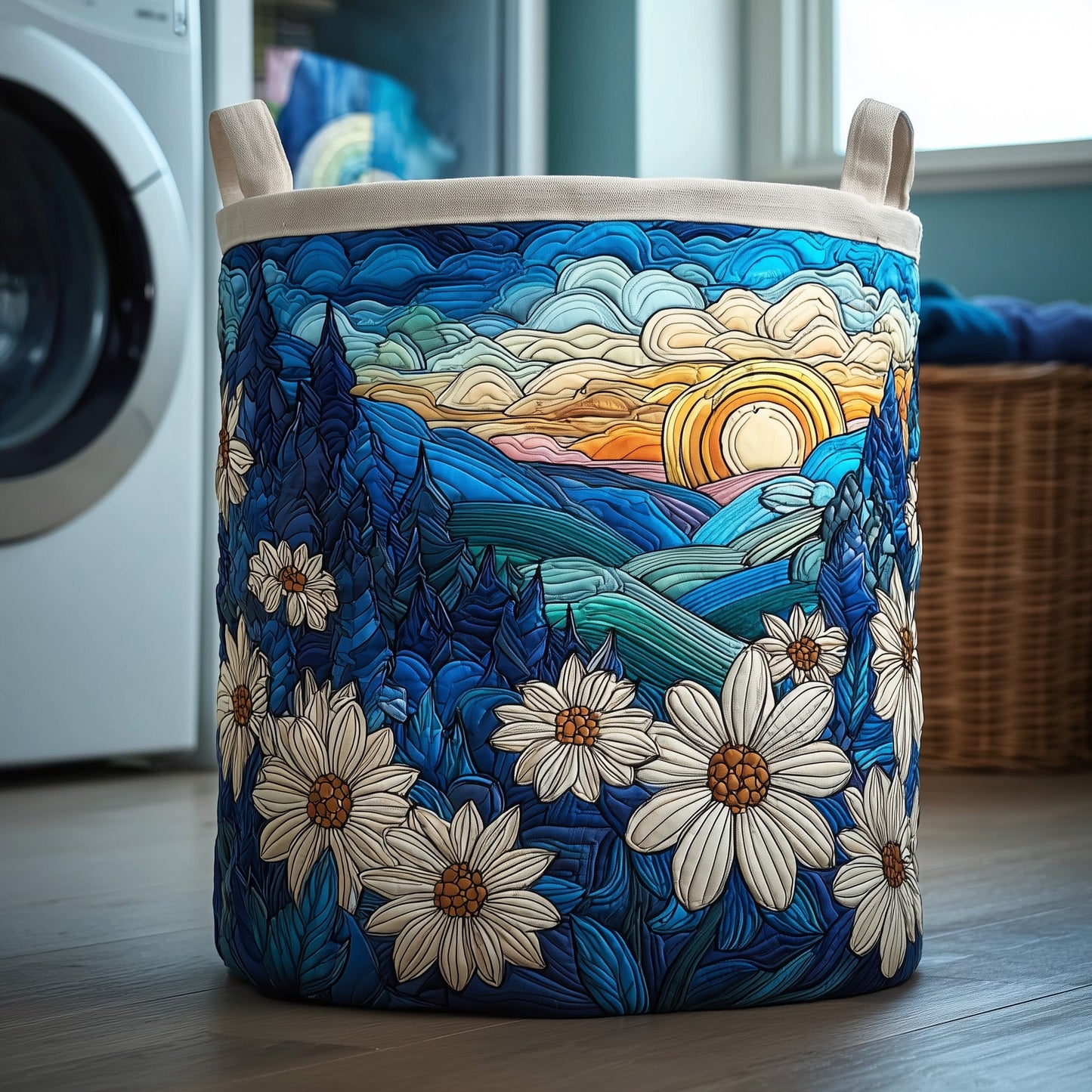 Blue Sunset Quilted Laundry Basket GFTOXM120