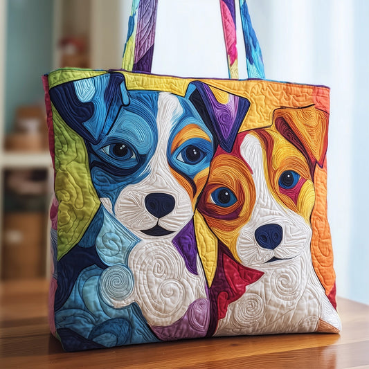 Jack Russell Couple Quilted Tote Bag GFTOXM126