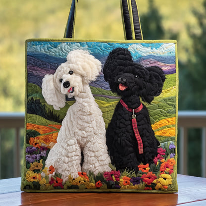Black And White Poodle Quilted Tote Bag GFTOXM135