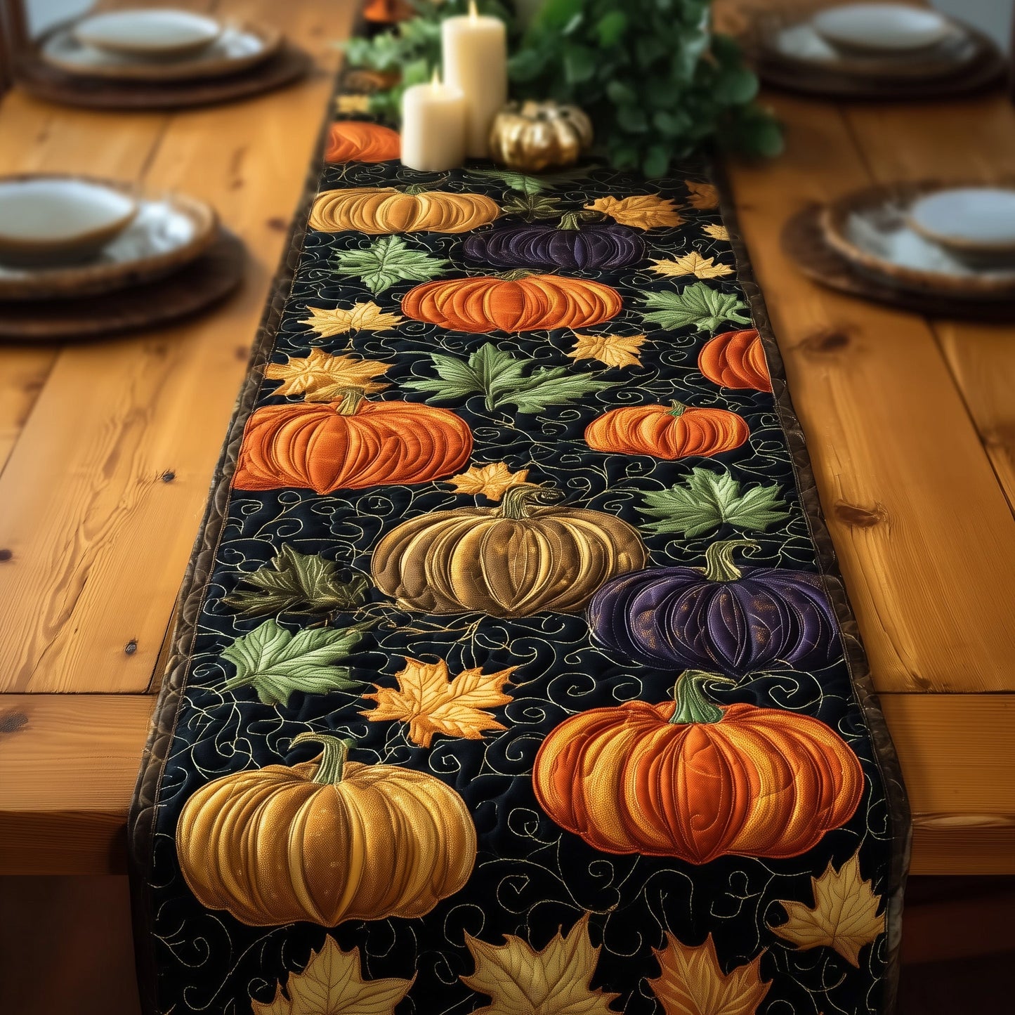 Autumn Pumpkin Quilted Table Runner GFTOXM138