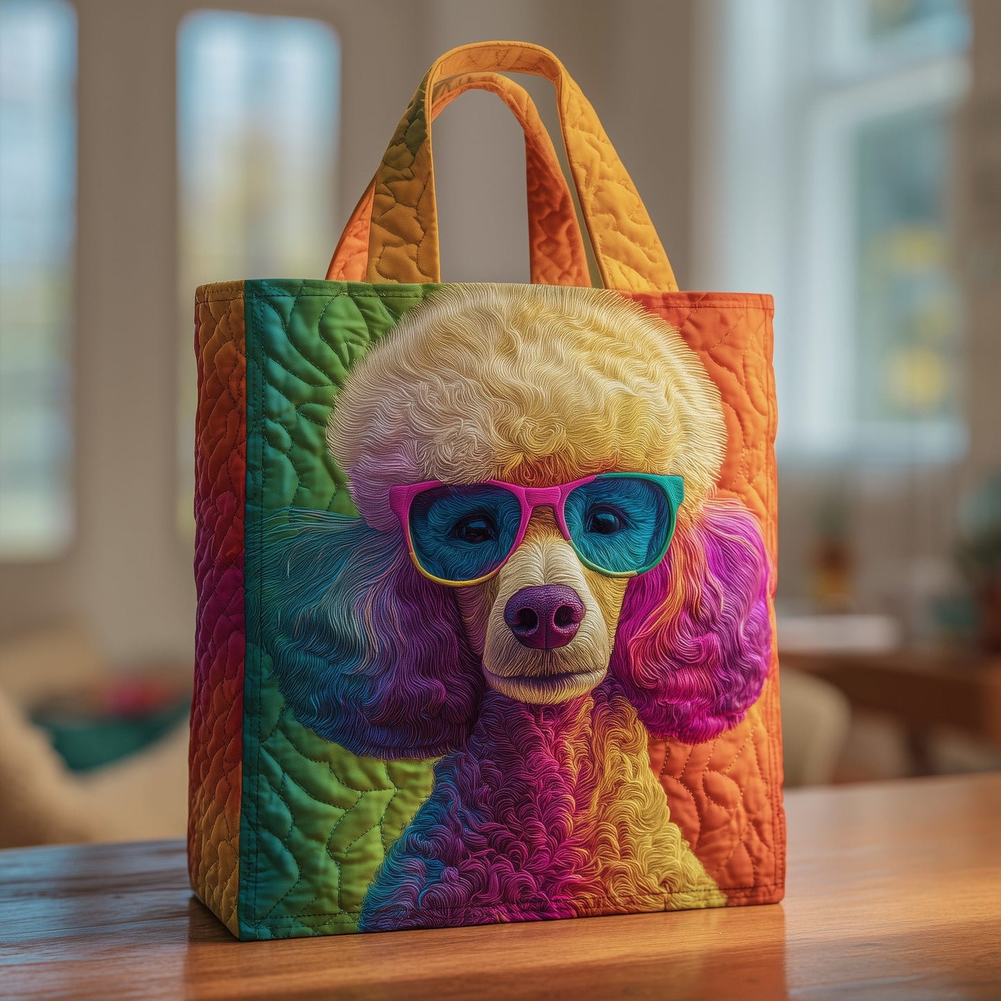 Vibrant Poodle Quilted Tote Bag GFTOXM154