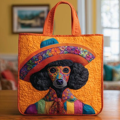 Poodle Día De Muertos Quilted Tote Bag GFTOXM157
