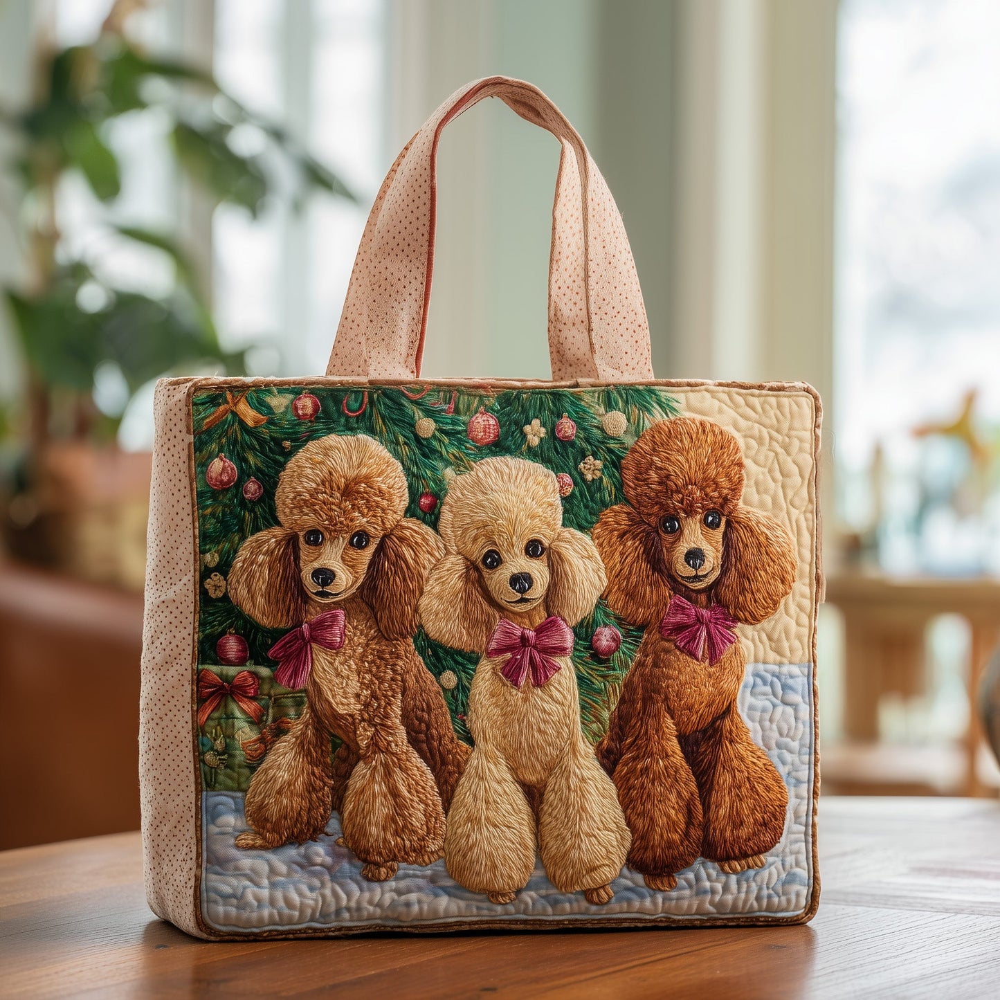 Christmas Poodle Quilted Tote Bag GFTOXM161