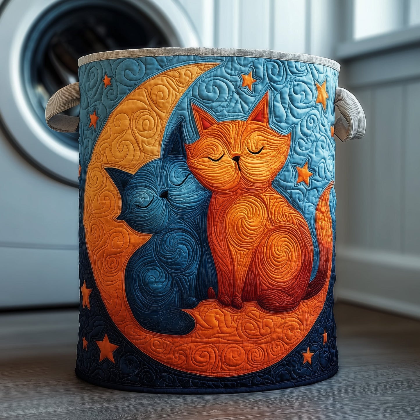 Lovely Cat Couple Quilted Laundry Basket GFTOXM167