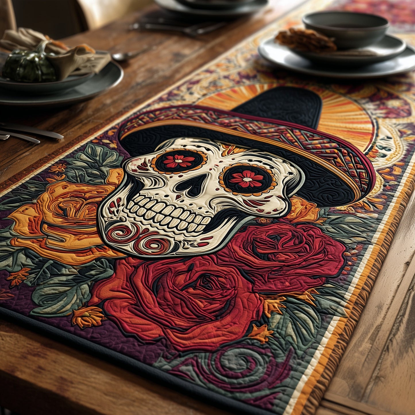 Día De Muertos Quilted Table Runner GFTOXM171